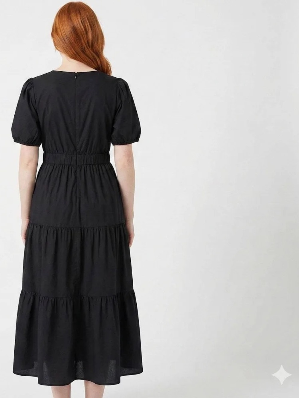 NWT French Connection Black Puff Sleeve Midi Dress - Picture 2 of 10
